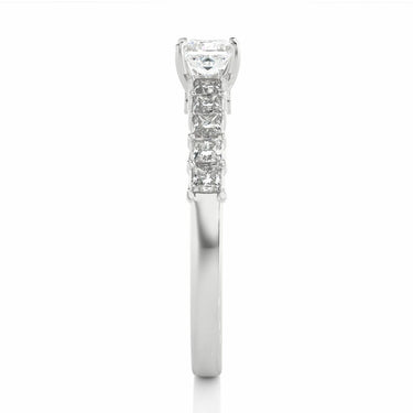 0.85 Ct Princess Cut Lab Diamond Engagement Ring With Accents In White Gold