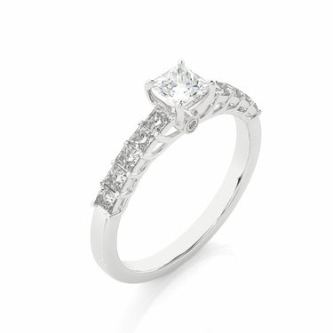 0.85ct Princess Cut Engagement Ring With Accents In White Gold