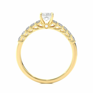 0.85 Ct Princess Cut Prong Setting Diamond Ring With Accents In Yellow Gold