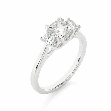 1 Ct Lab Diamond Princess Cut Three Stone Ring White Gold