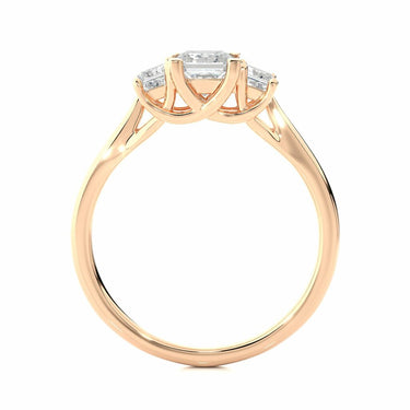 Bague diamant à trois pierres taille princesse 1 ct en or rose 