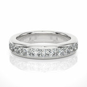 1.05 Ct Princess Cut Channel Set Lab Diamond Half Eternity Band In White Gold White