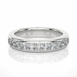 1.05 Ct Princess Cut Channel Set Lab Diamond Half Eternity Band In White Gold