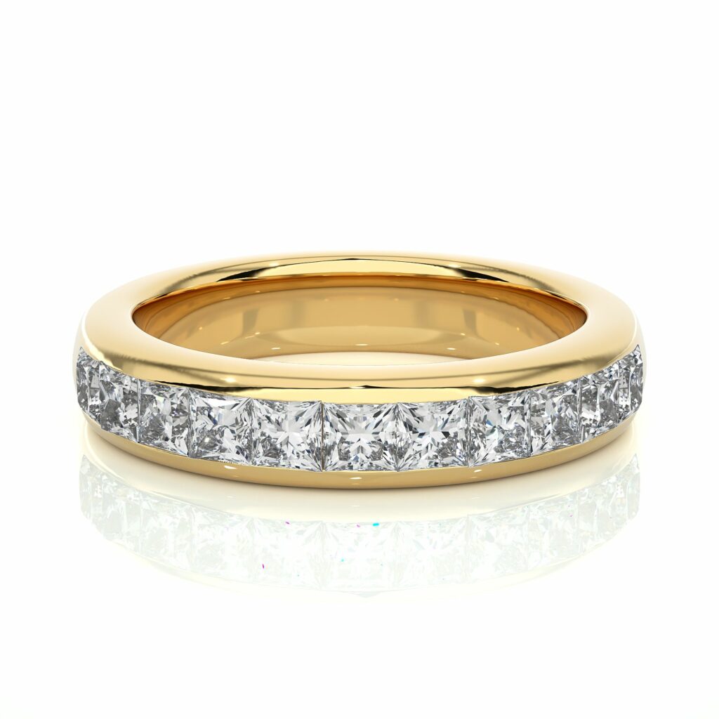 1.05 Carat Princess Cut Channel Setting Diamond Eternity Wedding Band In White Gold Yellow Eternity Wedding Rings