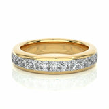 1.05 Carat Princess Shaped Diamond Half Eternity Wedding Band In Yellow Gold