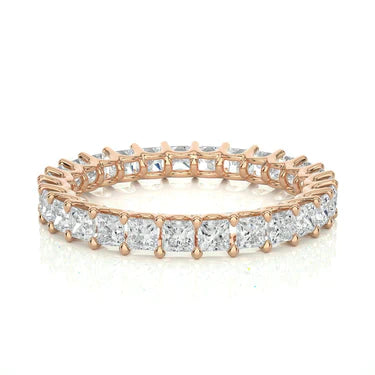 1.95 Ct Princess Cut Prong Setting Lab Diamond Eternity Band In Rose Gold