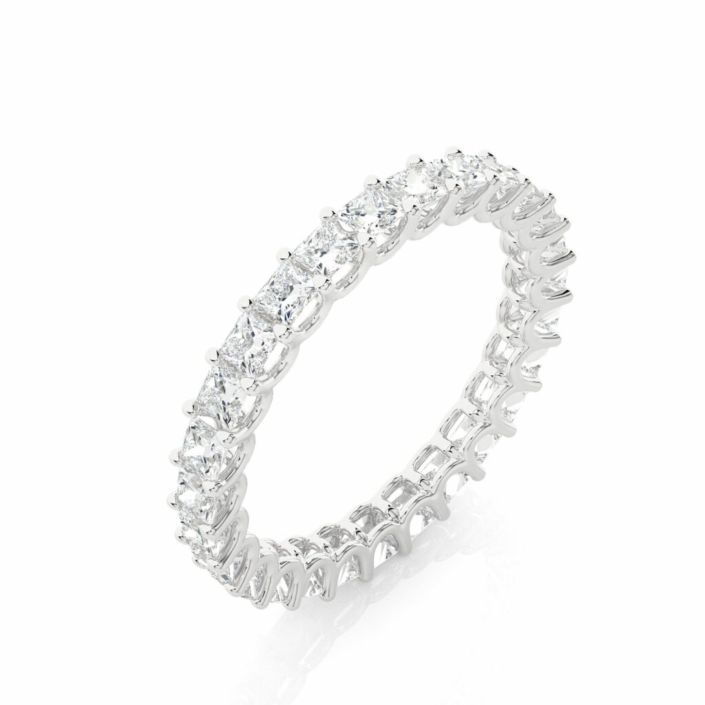 1.95 Ct Princess Cut Prong Setting Diamond Eternity Band In White Gold Eternity Wedding Rings