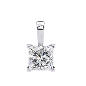 2.74 Ct Princess Cut Lab Diamond Pendant Bold White Gold Setting