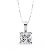 2.74 Ct Princess Cut Lab Diamond Pendant Bold White Gold Setting Lab Diamond