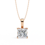 2.74 Ct Princess Cut Lab Diamond Pendant Bold White Gold Setting