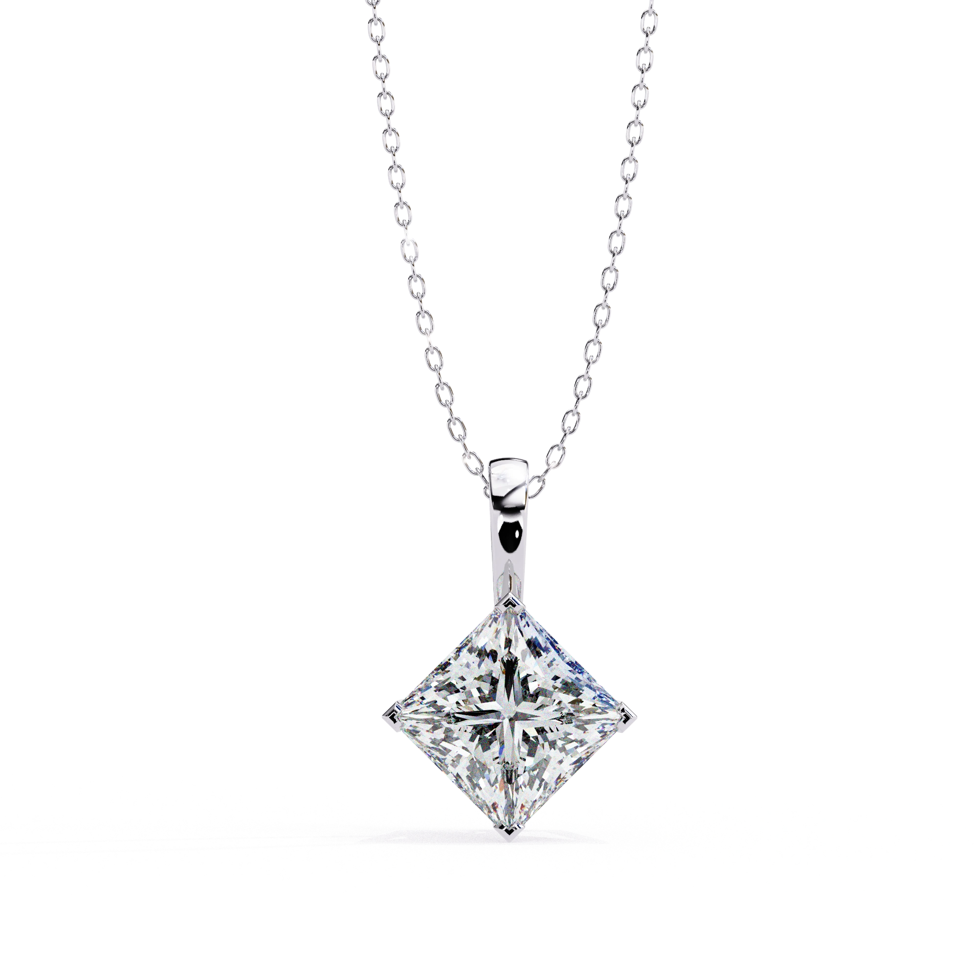 3 Ct Princess Cut Lab Diamond Solitaire Pendant Rose Gold Lab Diamond