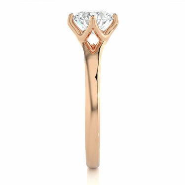 Anillo de compromiso con diamantes solitarios de seis puntas y forma redonda de 1,10 quilates en oro rosa 