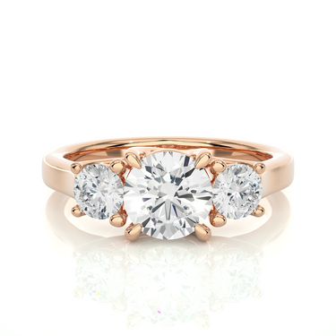 1.95 Ct Round Cut Prong Setting Lab Diamond Three Stone Engagement Ring In Rose Gold