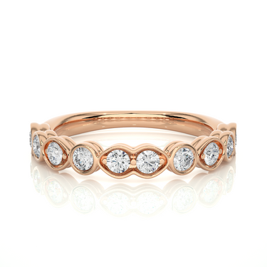 1.30 Carat Round Cut Bezel Setting Lab Diamond Half Eternity Band In Rose Gold