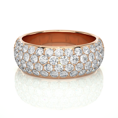 1.85 Ct Round Cut Pave Set Lab Diamond Wedding Band In Rose  Gold