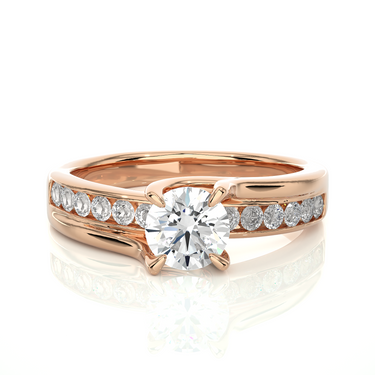 1 Ct Round Cut Tension Setting Lab Diamond Engagement Ring In Rose Gold