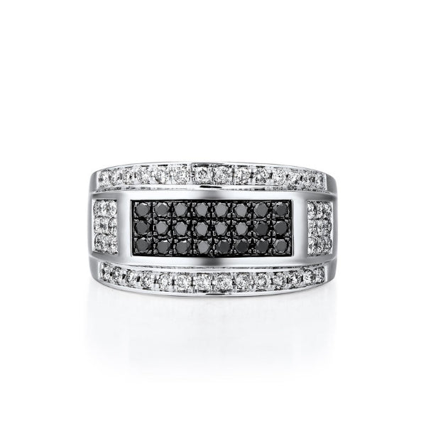 2 Ct Round White And Black Diamond Ring For Men Black Diamond Wedding Rings