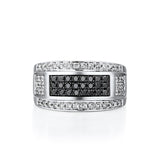 2.10 Ct Round Cut Pave Setting Black And White Diamond Men's Ring