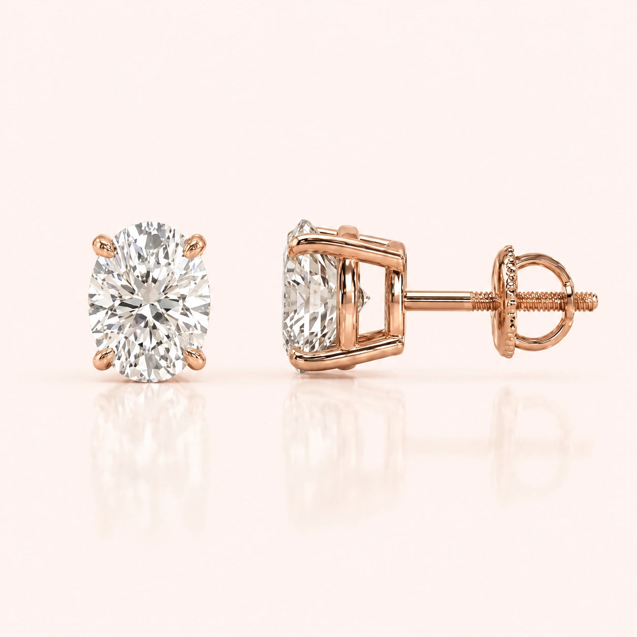 Luxury Oval Diamond Stud Earrings by Size & Setting