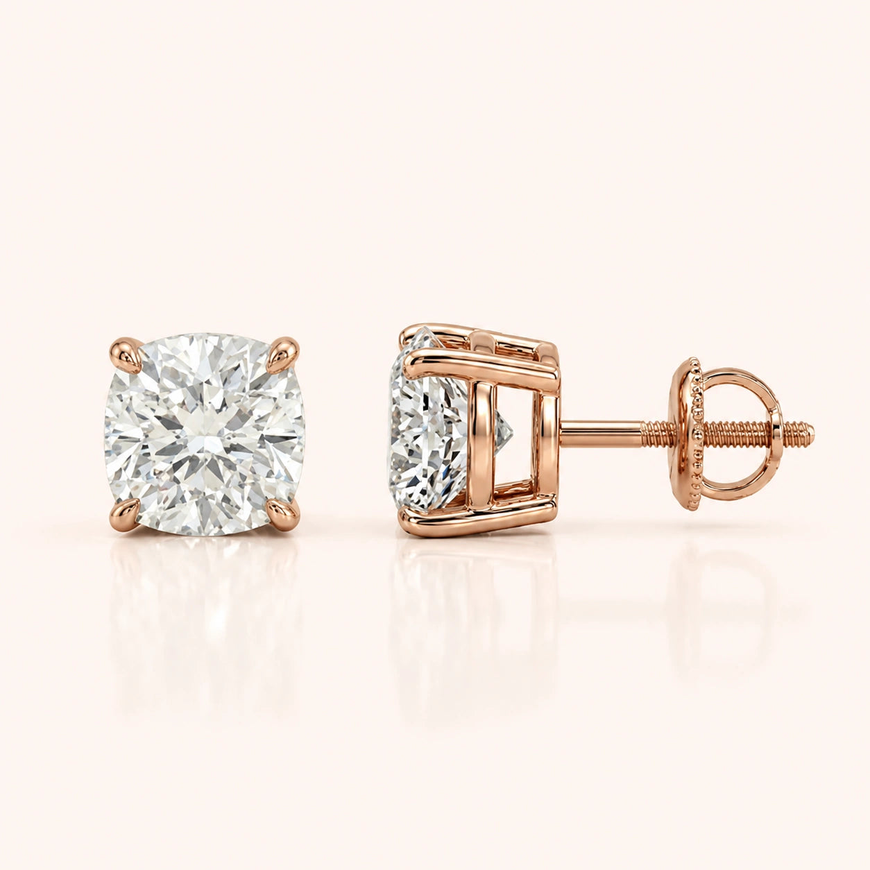 0.50 CT to 5 CT Cushion Cut Diamond Earrings