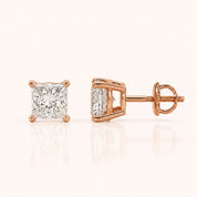 Luxury Princess Diamond Stud Earrings by Size & Setting