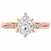 Front view of 1.72 Ct Pear Cut Diamond Engagement Ring in Pavé Infinity Twist Setting
