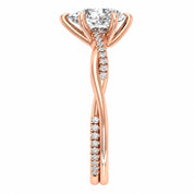 Side View Of 1.72 Ct Pear Cut Diamond Engagement Ring in Pavé Infinity Twist Setting