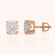 Luxury Round Diamond Stud Earrings by Size & Setting