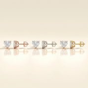 0.50 Ct to 5 Carat Heart Diamond Earrings in Multiple Settings Basket 3 Prongs
