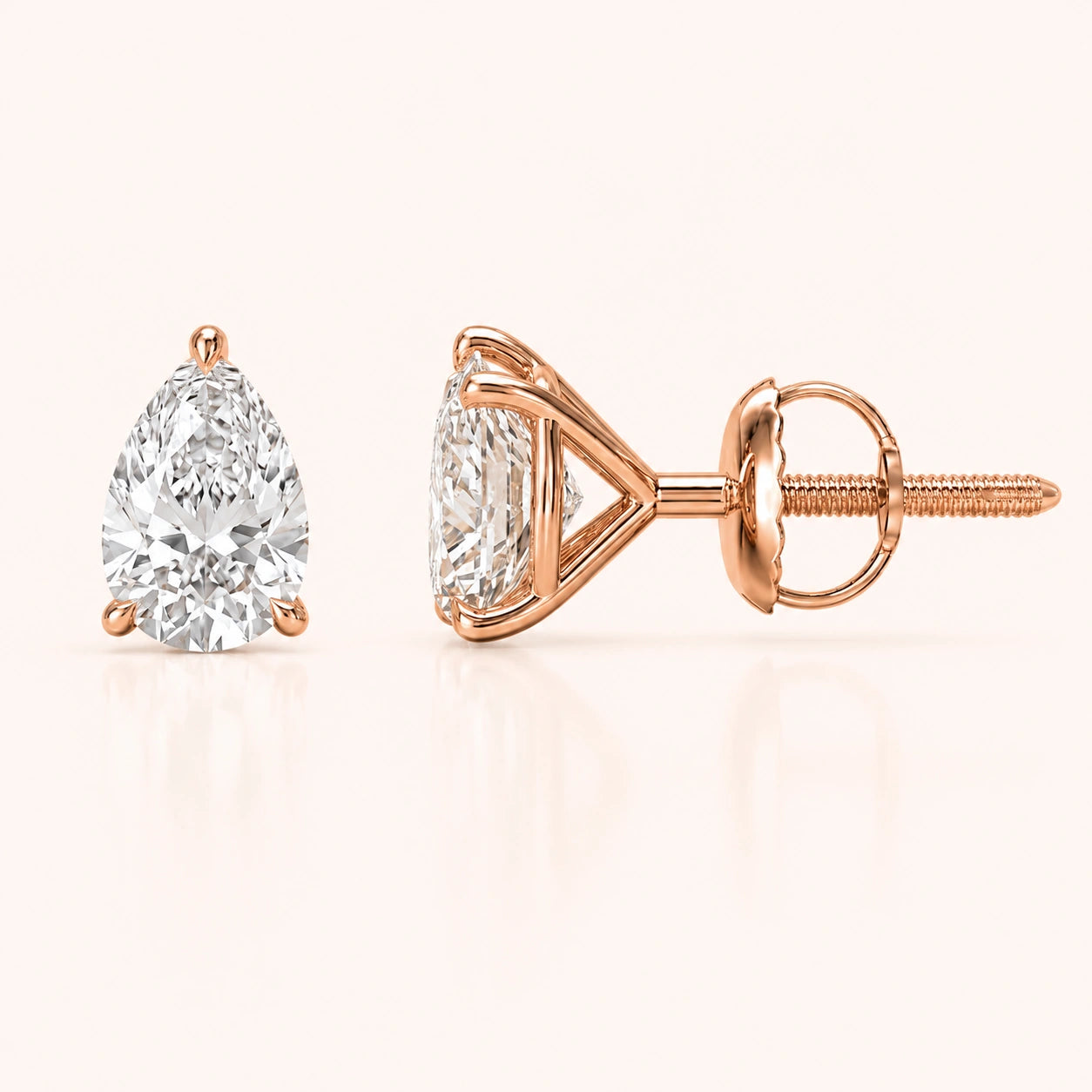 0.50 CT to 5 CT Pear Diamond Stud Earrings in Multiple Settings