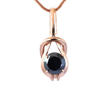 2 Carat Round Cut Prong Setting Black Diamond Pendant In Rose Gold