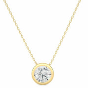 1.25 Carat Round Cut Bezel Setting Diamond Pendant In White Gold Lab Diamond