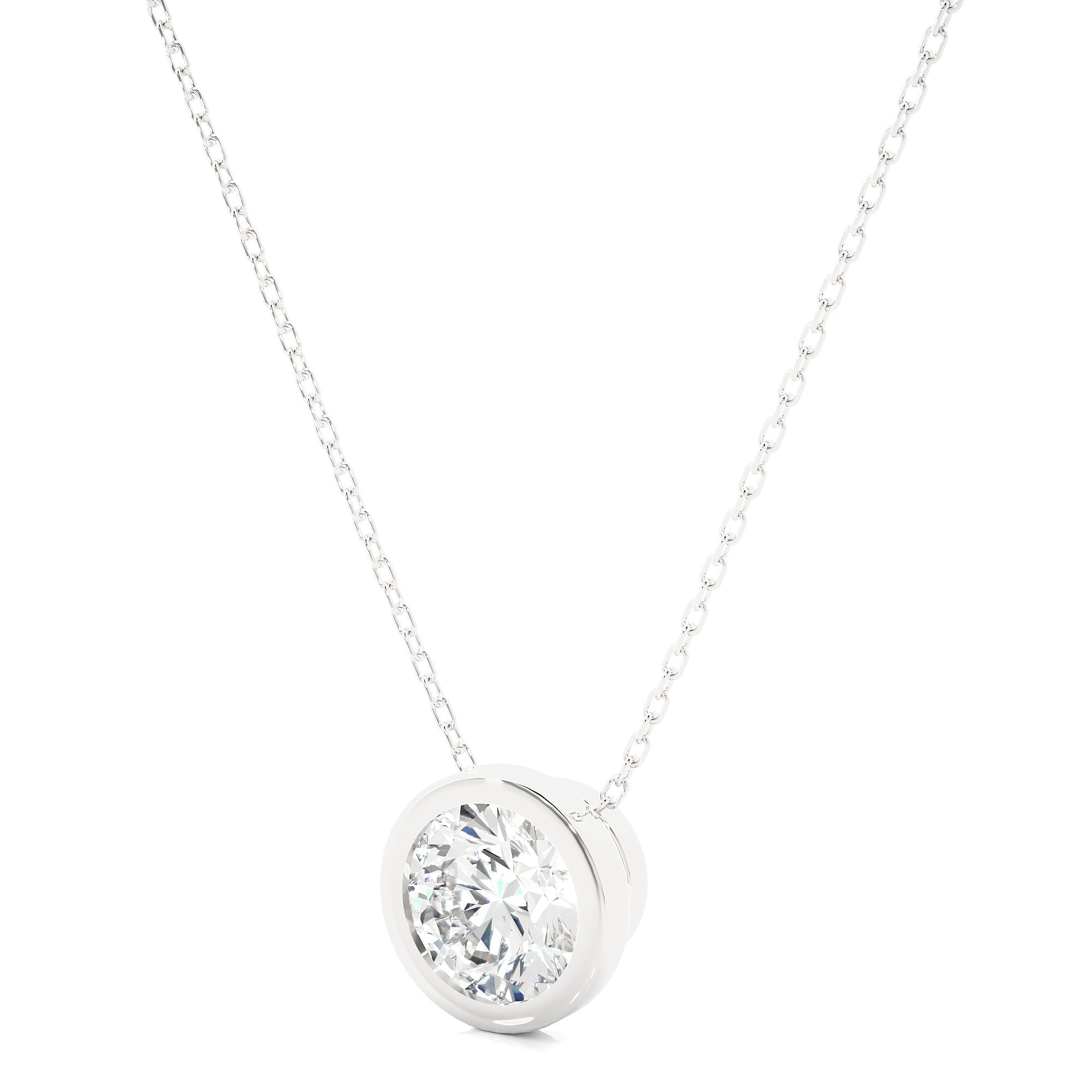 1.25 Carat Round Cut Bezel Setting Diamond Pendant In White Gold