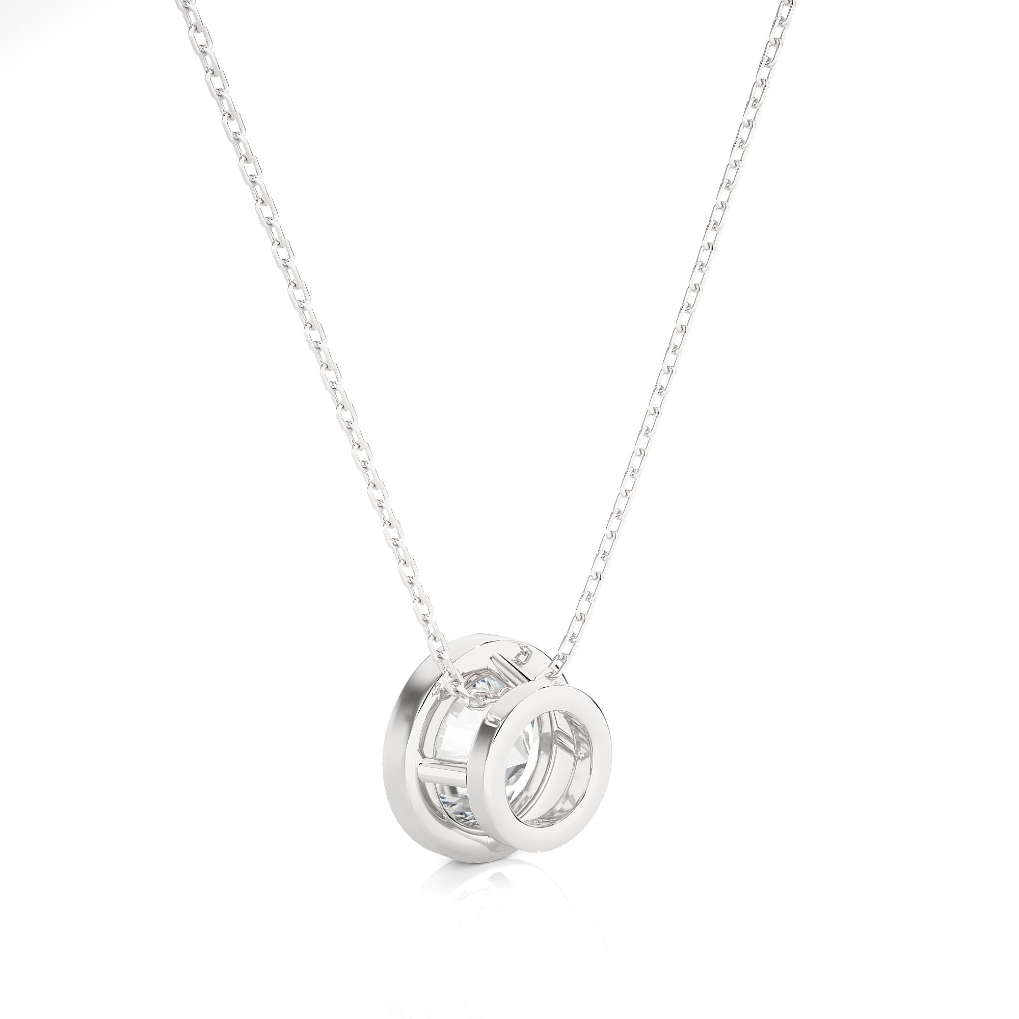1.25 Carat Round Cut Bezel Setting Diamond Pendant In White Gold