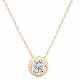 1.25 Carat Round Cut Bezel Setting Diamond Pendant In White Gold