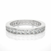 1.20 Carat Round Cut Channel Set Diamond Eternity Band In White Gold 950 Platinum Natural Diamond Eternity Wedding Rings