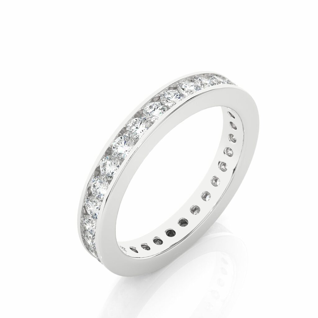 1.20 Carat Round Cut Channel Set Diamond Eternity Band In White Gold Eternity Wedding Rings