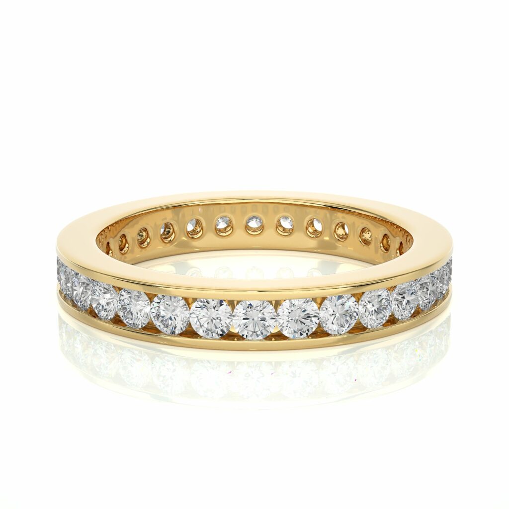 1.20 Carat Round Cut Channel Set Diamond Eternity Band In Rose Gold Yellow
