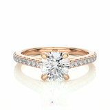 1.40 Carat Round Cut Prong Setting Moissanite Ring In Rose Gold