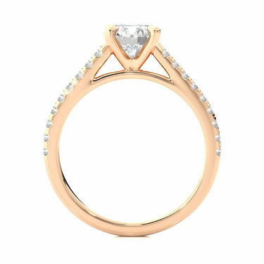 Bague diamant serti griffes taille ronde 1,40 carat en or rose 