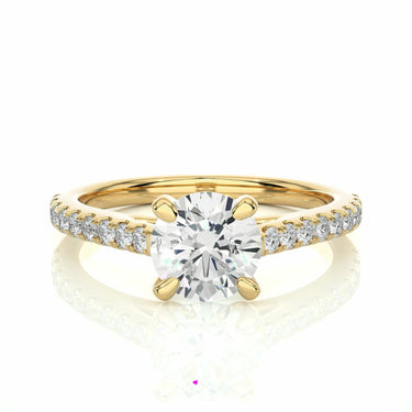 1.40 Carat Round Cut Prong Setting Moissanite Ring In Yellow Gold