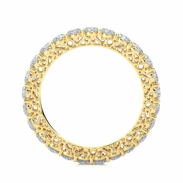 2.30 Carat Filigree Prong Setting Diamond Eternity Band In Yellow Gold