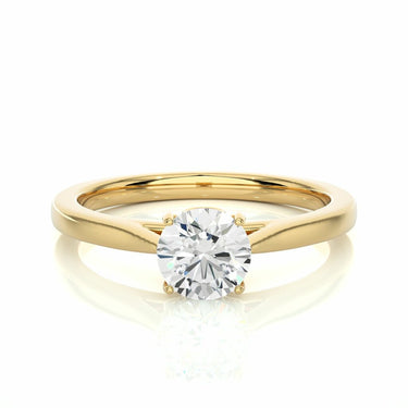 0.75 Carat Round Cut Solitaire Prong Setting Lab Diamond Ring In Yellow Gold