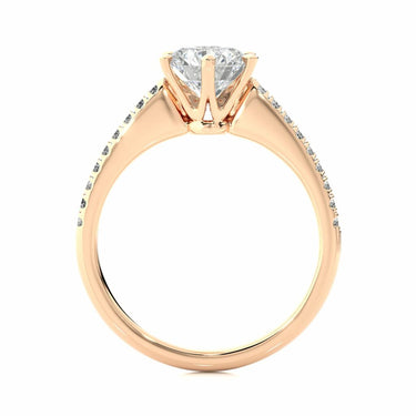 1.50 Ct 6 Claw Round Solitaire With Accent Stones Rose Gold