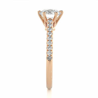 1.50 Ct 6 Claw Round Solitaire With Accent Stones Rose Gold