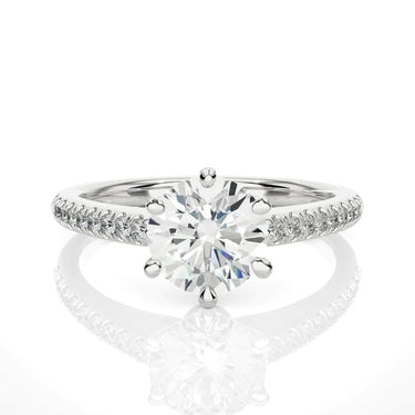 1.50 Ct 6 Claw Round Lab Diamond Solitaire With Accent Stones