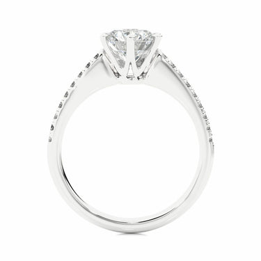 1.50 Ct 6 Claw Round Solitaire With Accent Stones White Gold