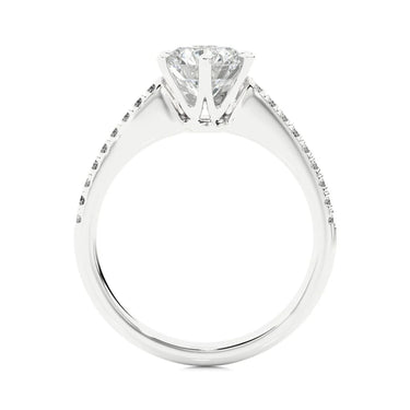 Solitaire serti de 6 griffes de taille ronde de 1,50 ct avec bague de diamant de laboratoire accentuée en or blanc 