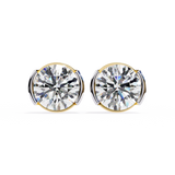 2.50 Carat Round Bezel Set Diamond Stud Earrings