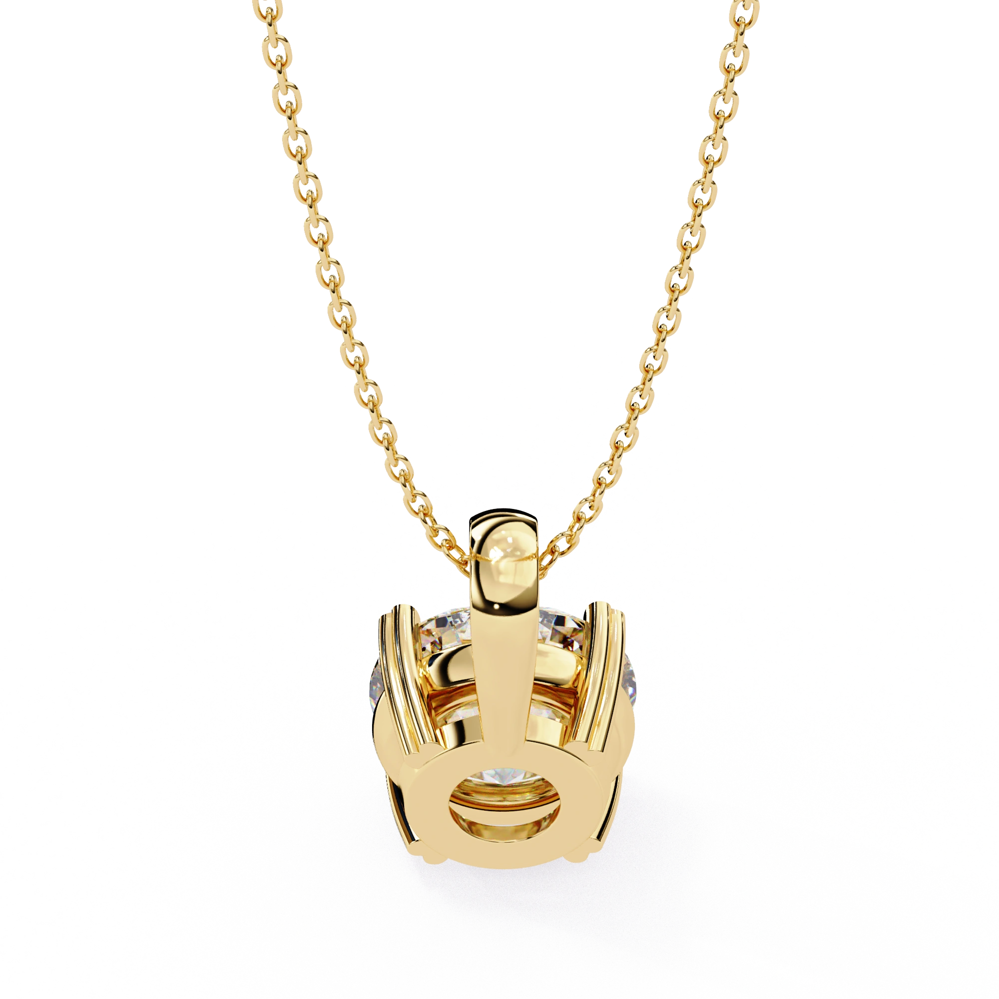 1.67 Round Brilliant Cut Diamond Solitaire Pendant in Yellow Gold